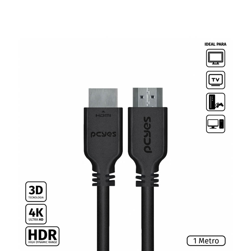 Cabo Hdmi 1mt 4k PCYes - PHM20-1 Truedata